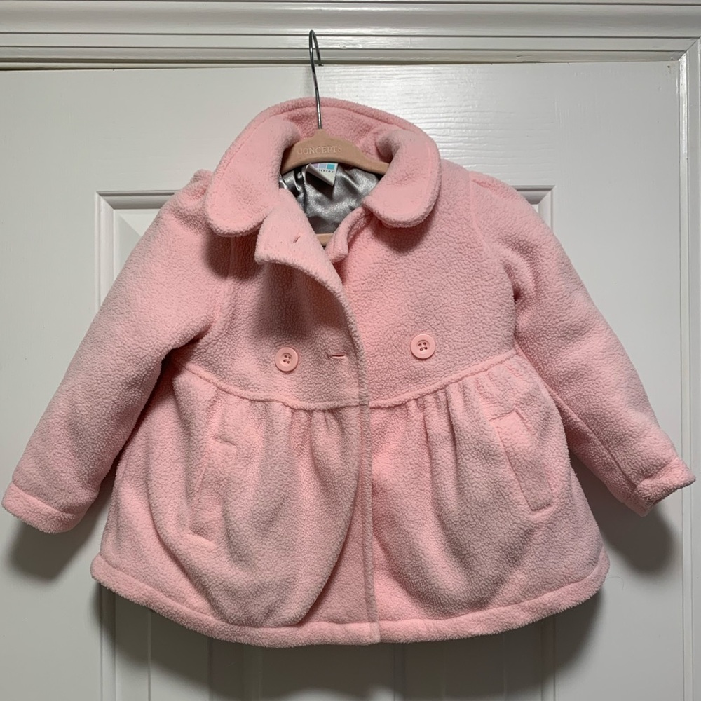 Pink fleece pea coat